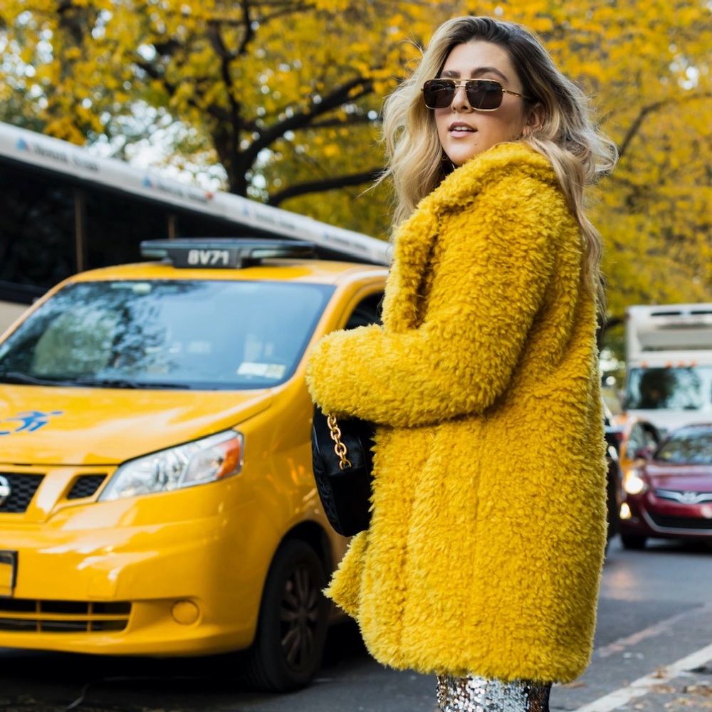 Yellow Sherpa Fur Coat